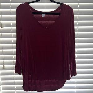 Maroon Old Navy 3 Quarter Sleeve Top | Size L
